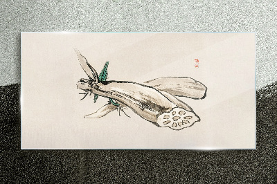 Tableau photo sur verre Papillon sur fond de lotus