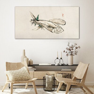 Tableau photo sur verre Papillon sur fond de lotus