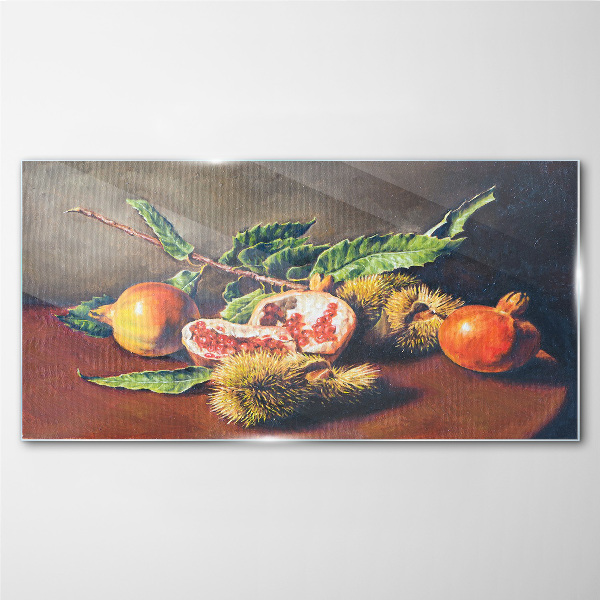 Tableau sur verre Composition de fruits à la grenade