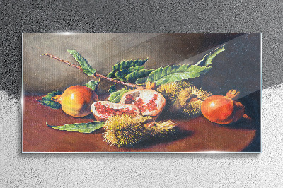 Tableau sur verre Composition de fruits à la grenade