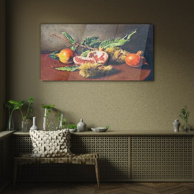 Tableau sur verre Composition de fruits à la grenade