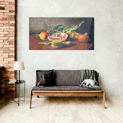 Tableau sur verre Composition de fruits à la grenade