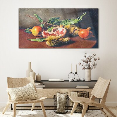 Tableau sur verre Composition de fruits à la grenade