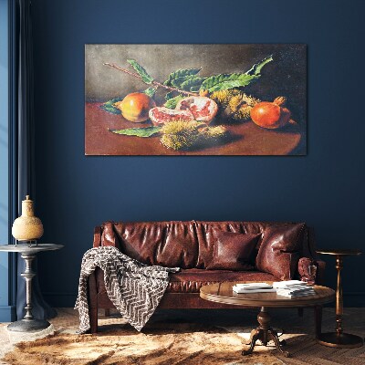 Tableau sur verre Composition de fruits à la grenade