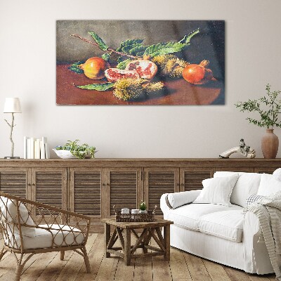 Tableau sur verre Composition de fruits à la grenade