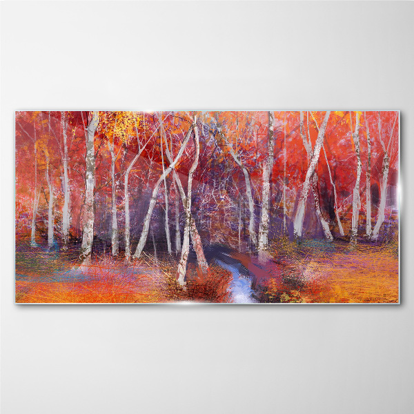 Tableau sur verre Automne coloré dans la forêt