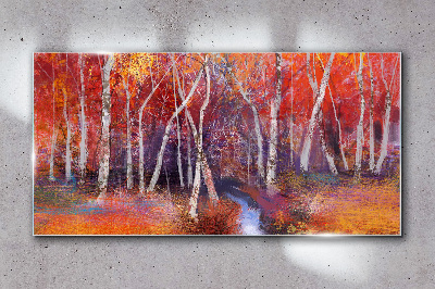Tableau sur verre Automne coloré dans la forêt