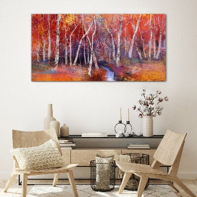 Tableau sur verre Automne coloré dans la forêt