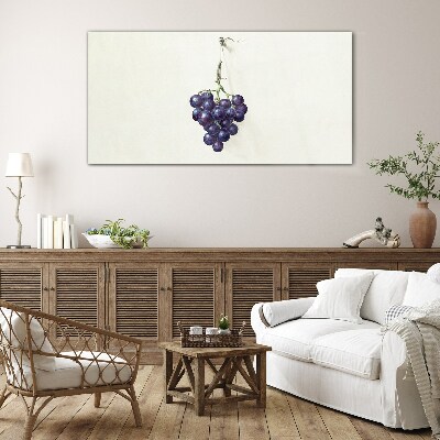 Tableau sur verre Raisins sur fond blanc