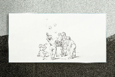 Tableau photo sur verre Enfants jouant avec des bulles de savon