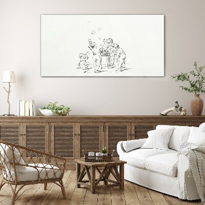 Tableau photo sur verre Enfants jouant avec des bulles de savon