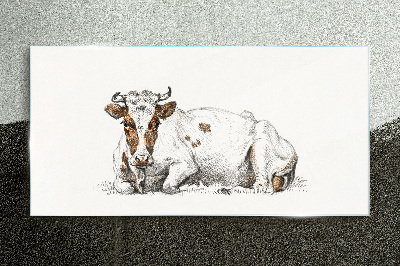 Tableau en verre Une vache calme dans le pré