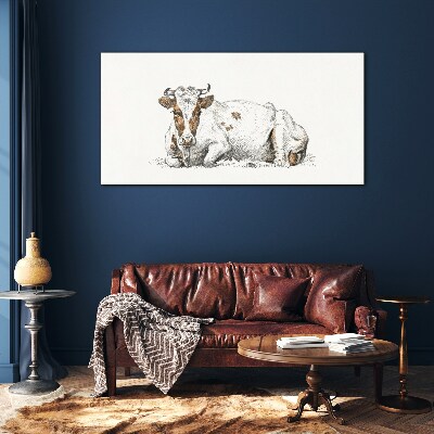 Tableau en verre Une vache calme dans le pré