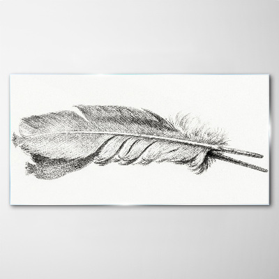 Tableau sur verre La délicatesse d'une plume sur fond blanc