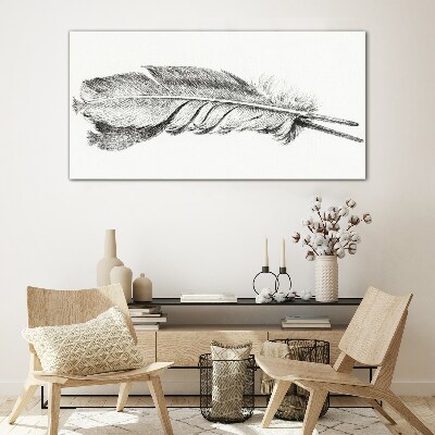 Tableau sur verre La délicatesse d'une plume sur fond blanc