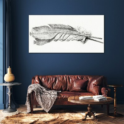 Tableau sur verre La délicatesse d'une plume sur fond blanc