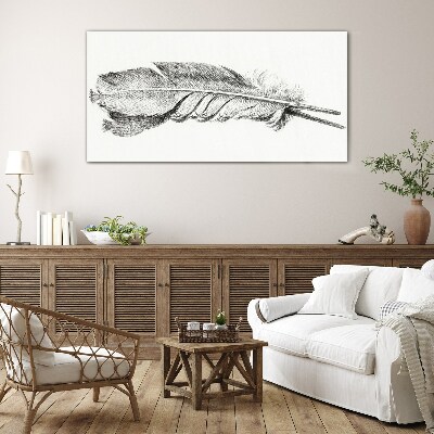 Tableau sur verre La délicatesse d'une plume sur fond blanc
