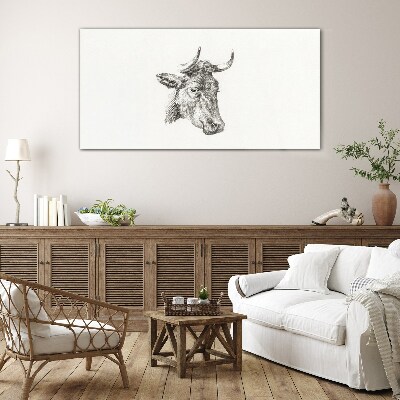 Tableau verre imprimé Portrait d'une vache sur fond blanc