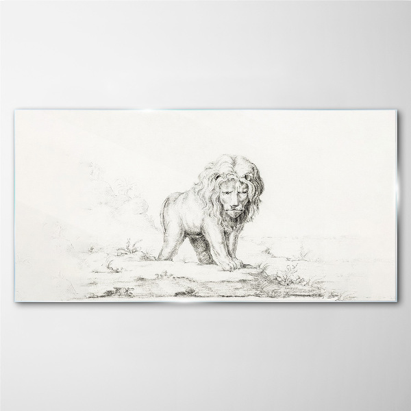 Tableau sur verre Lion en contemplation