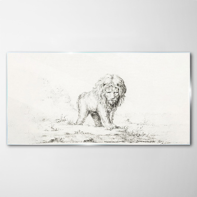 Tableau sur verre Lion en contemplation