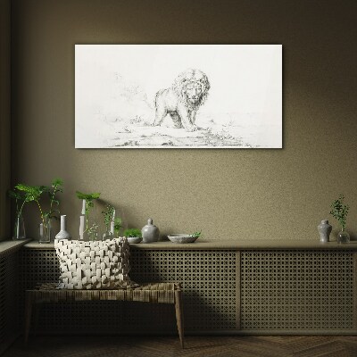 Tableau sur verre Lion en contemplation