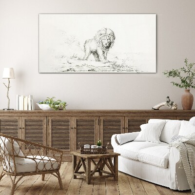 Tableau sur verre Lion en contemplation