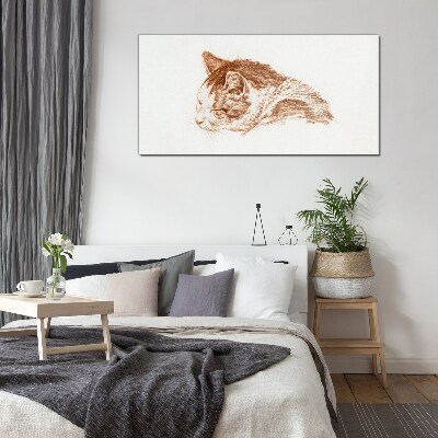 Tableau imprimé sur verre Le moment de sommeil d'un chat
