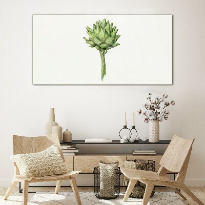 Tableau imprimé sur verre Artichaut vert sur fond blanc