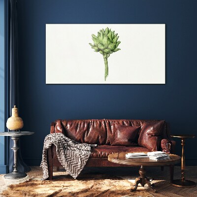 Tableau imprimé sur verre Artichaut vert sur fond blanc