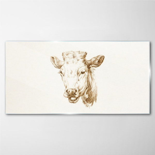 Tableau sur verre Portrait d'une vache dans les tons bruns