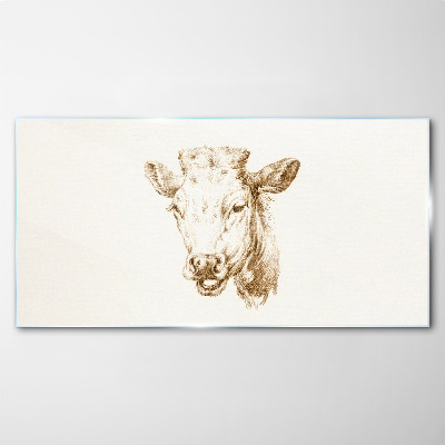 Tableau sur verre Portrait d'une vache dans les tons bruns