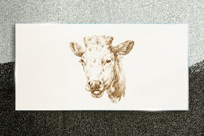 Tableau sur verre Portrait d'une vache dans les tons bruns