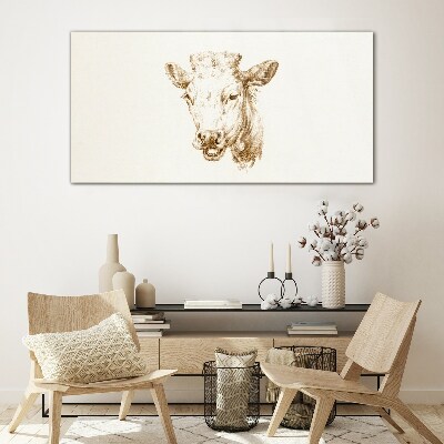 Tableau sur verre Portrait d'une vache dans les tons bruns