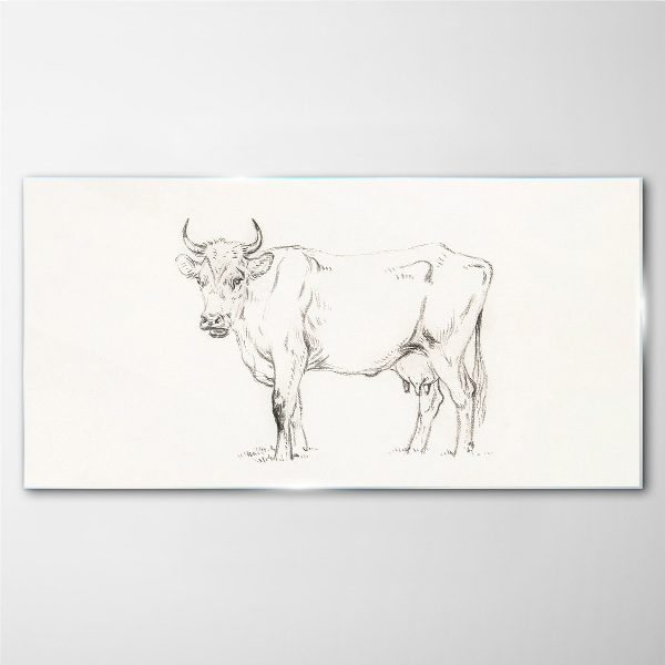 Tableau en verre Vache sur fond blanc