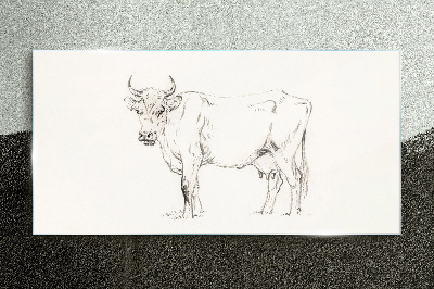 Tableau en verre Vache sur fond blanc