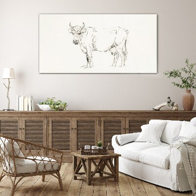 Tableau en verre Vache sur fond blanc