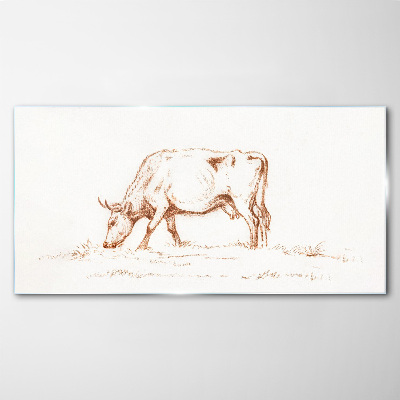 Tableau sur verre Vache dans le pré