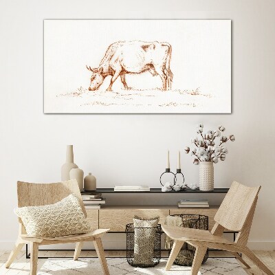 Tableau sur verre Vache dans le pré