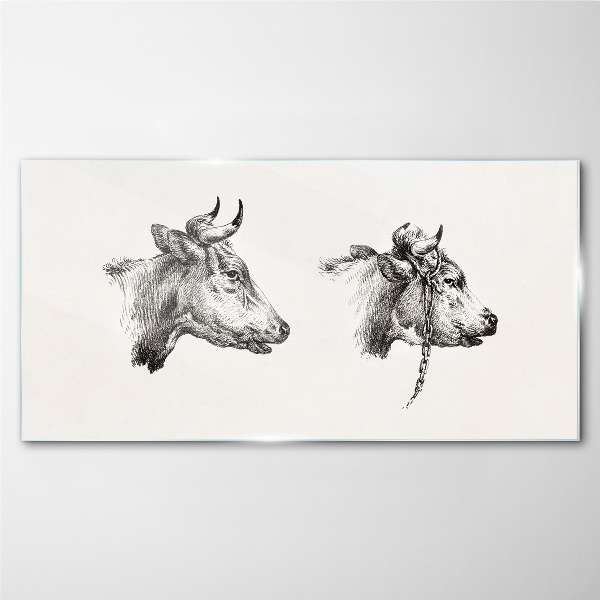 Tableau en verre Portrait de deux vaches