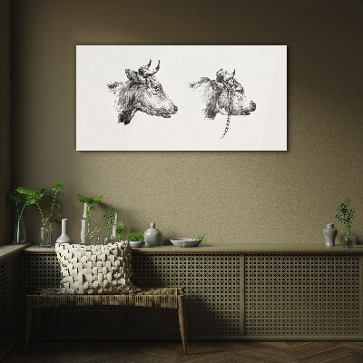 Tableau en verre Portrait de deux vaches