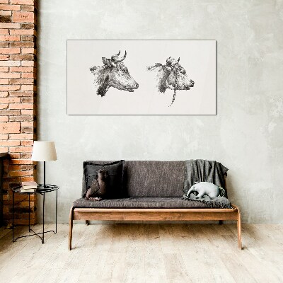 Tableau en verre Portrait de deux vaches