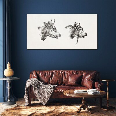 Tableau en verre Portrait de deux vaches