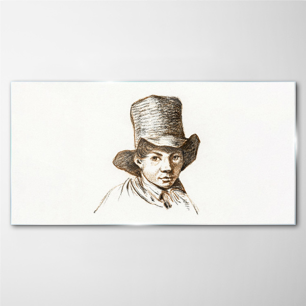 Tableau verre imprimé Portrait au chapeau