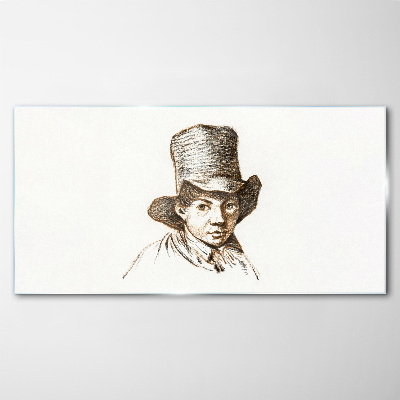 Tableau verre imprimé Portrait au chapeau