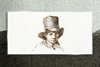 Tableau verre imprimé Portrait au chapeau