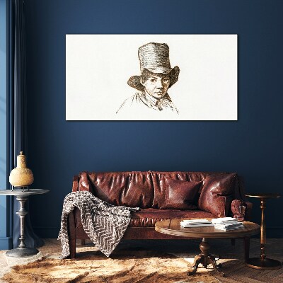 Tableau verre imprimé Portrait au chapeau