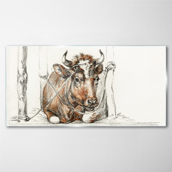 Tableau sur verre Une vache calme dans un cadre rural