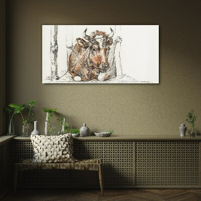 Tableau sur verre Une vache calme dans un cadre rural