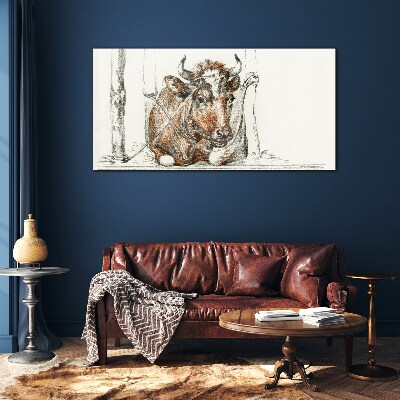 Tableau sur verre Une vache calme dans un cadre rural