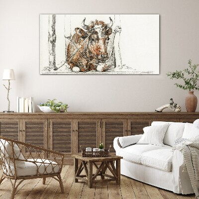 Tableau sur verre Une vache calme dans un cadre rural
